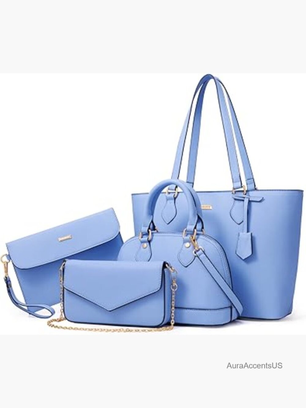 4 Pc Handbag Set Shoulder Tote Crossbody Purses Wallet Gift Set